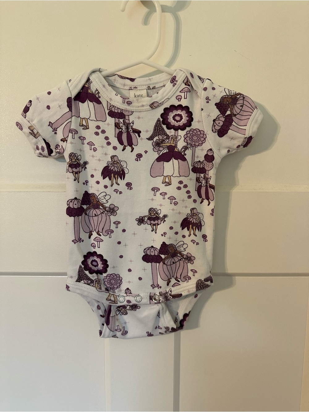 3-6 months kate quinn White and Purple Floral Fairy One-Piece Shortie Bodysuit